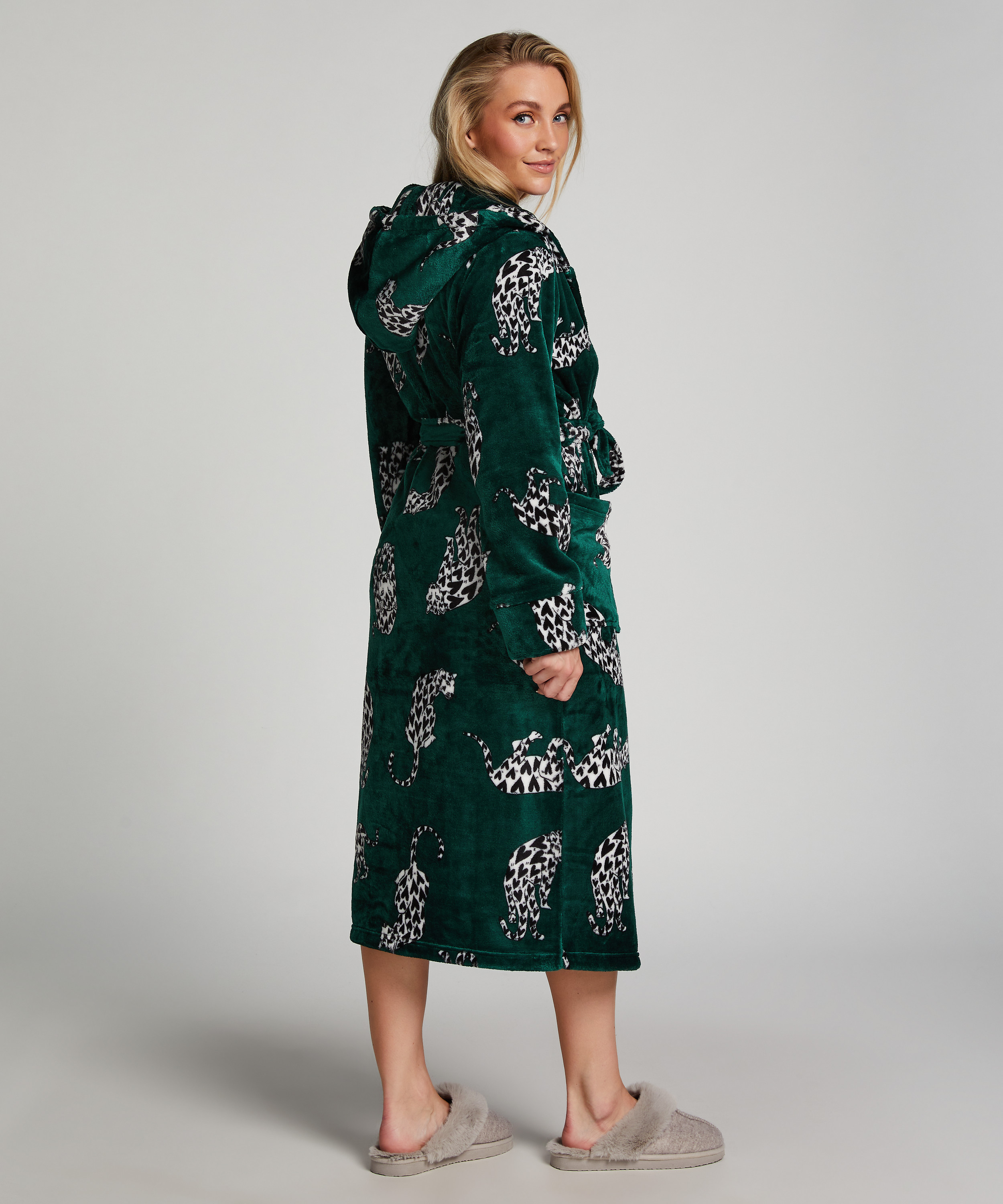 Fleece Bathrobe, Green, main