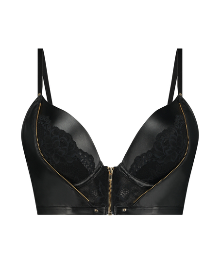 Talia Padded Longline Underwired Push-Up Bra, Black