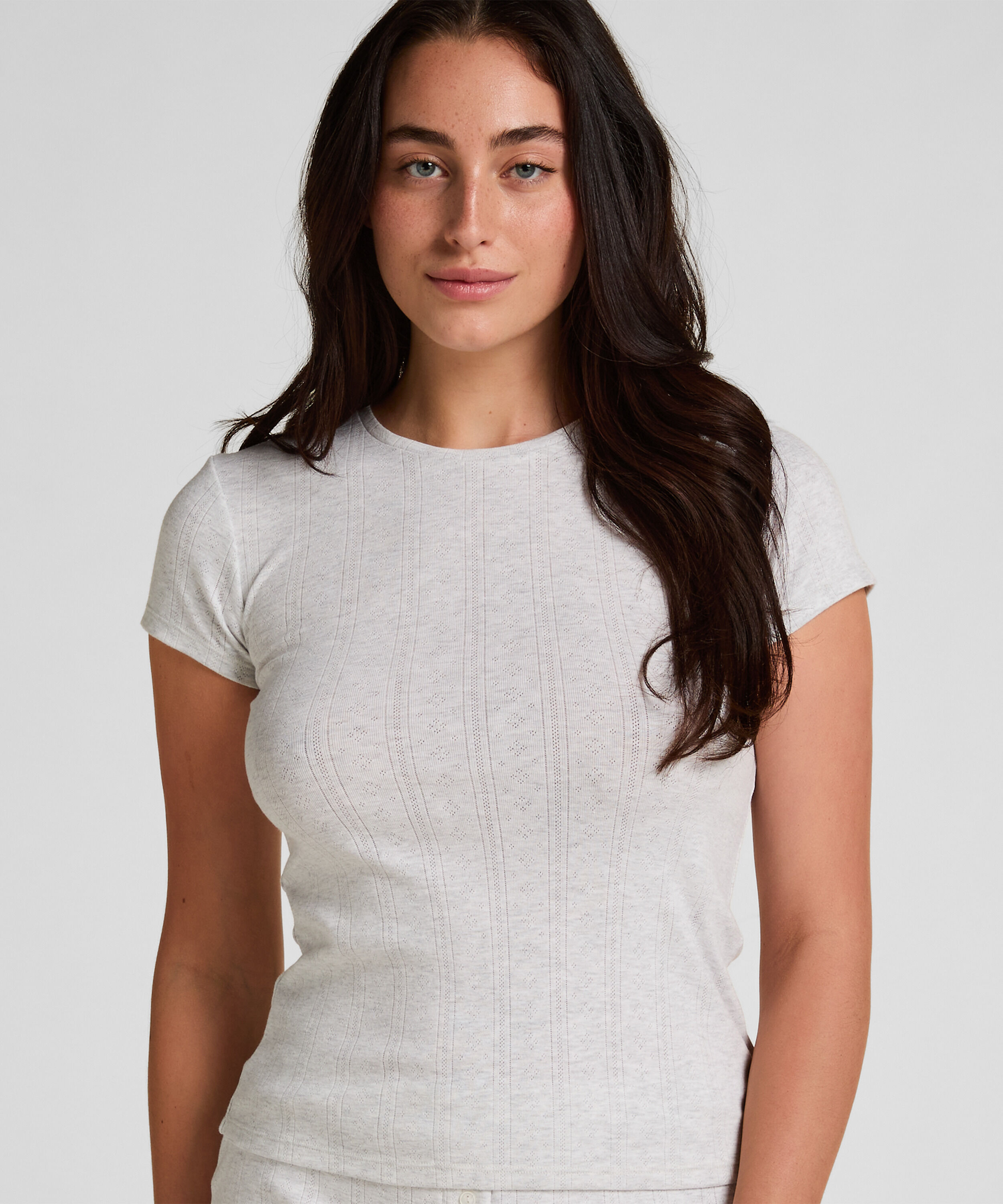Pointelle Top, Gray