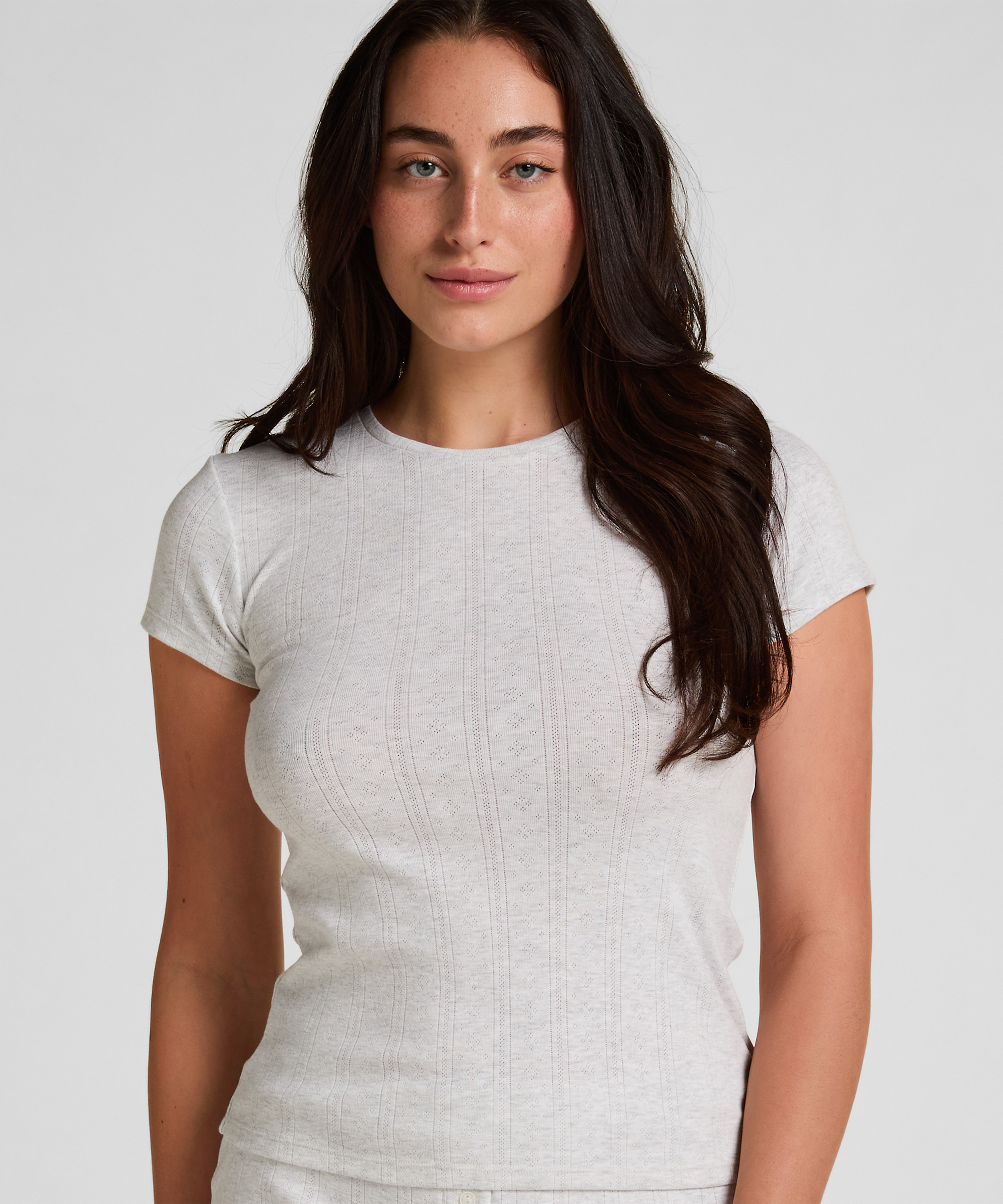 Pointelle Top, Gray, main