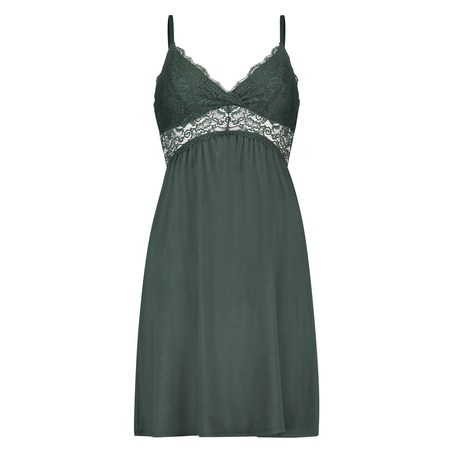 Vera jersey lace slip dress, Green