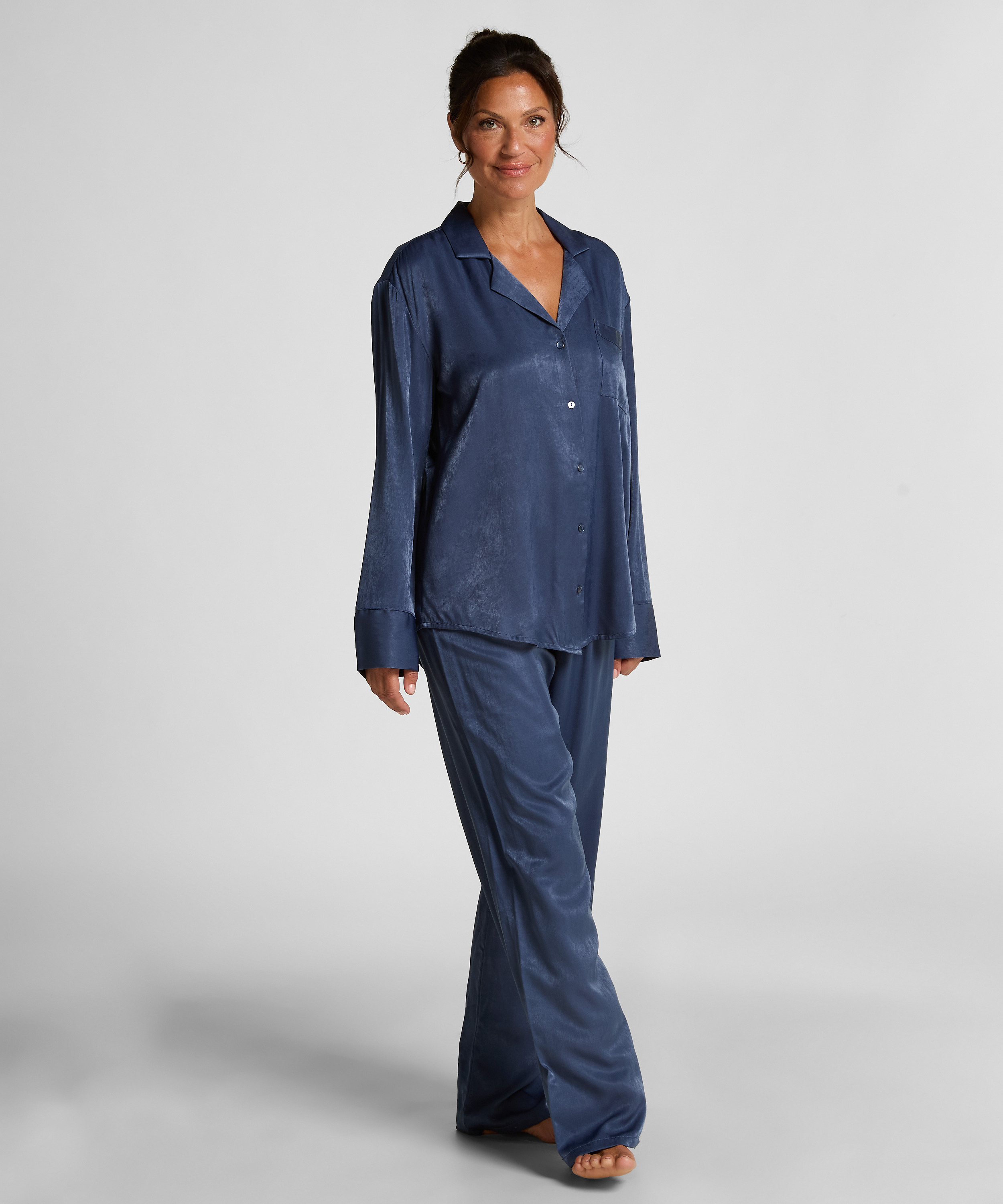 Ayla Satin Long-Sleeved Jacket, Blue, main