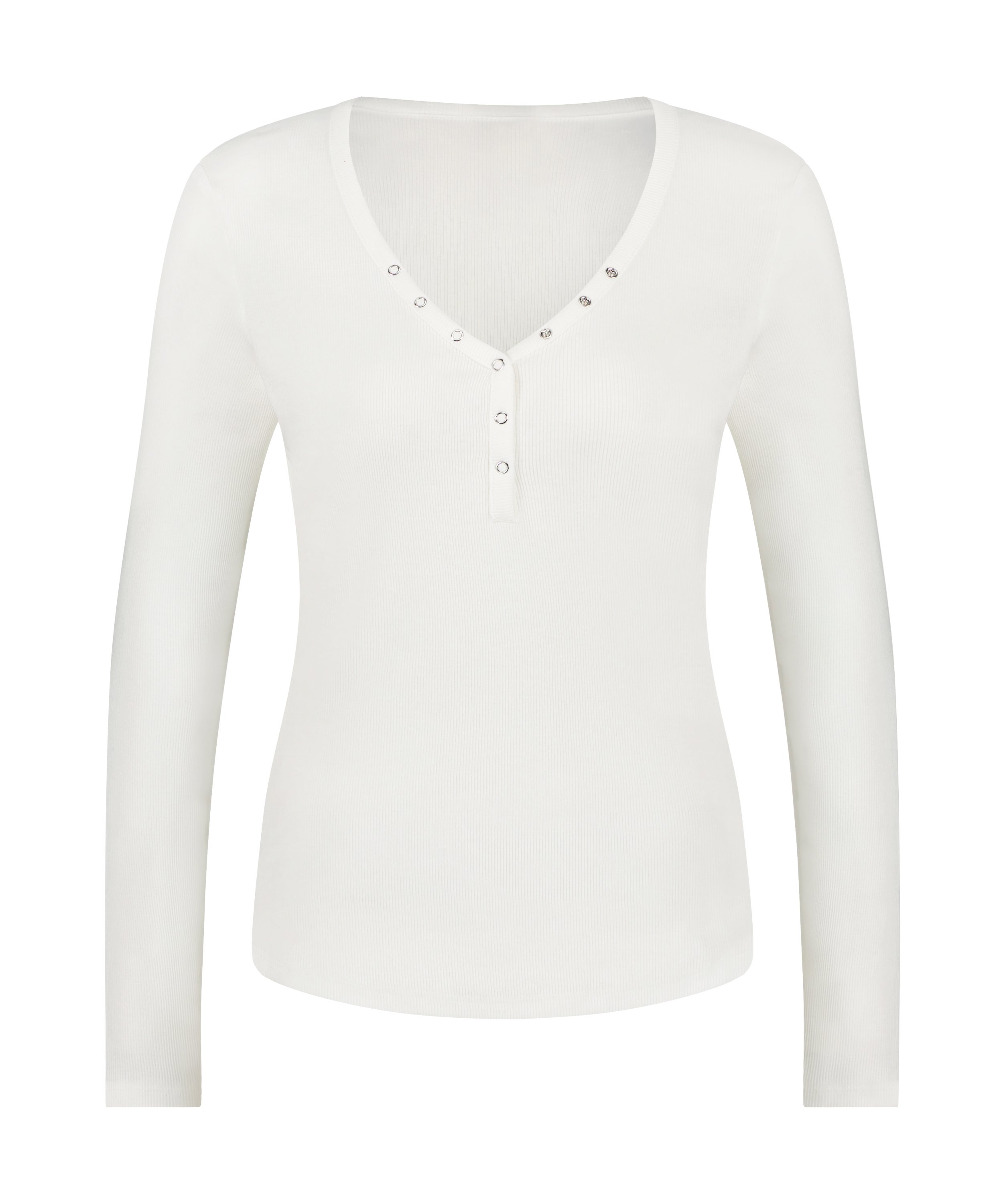 Long-Sleeved Pyjama Top, White, main