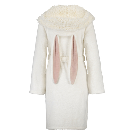 Fleece Bathrobe, White