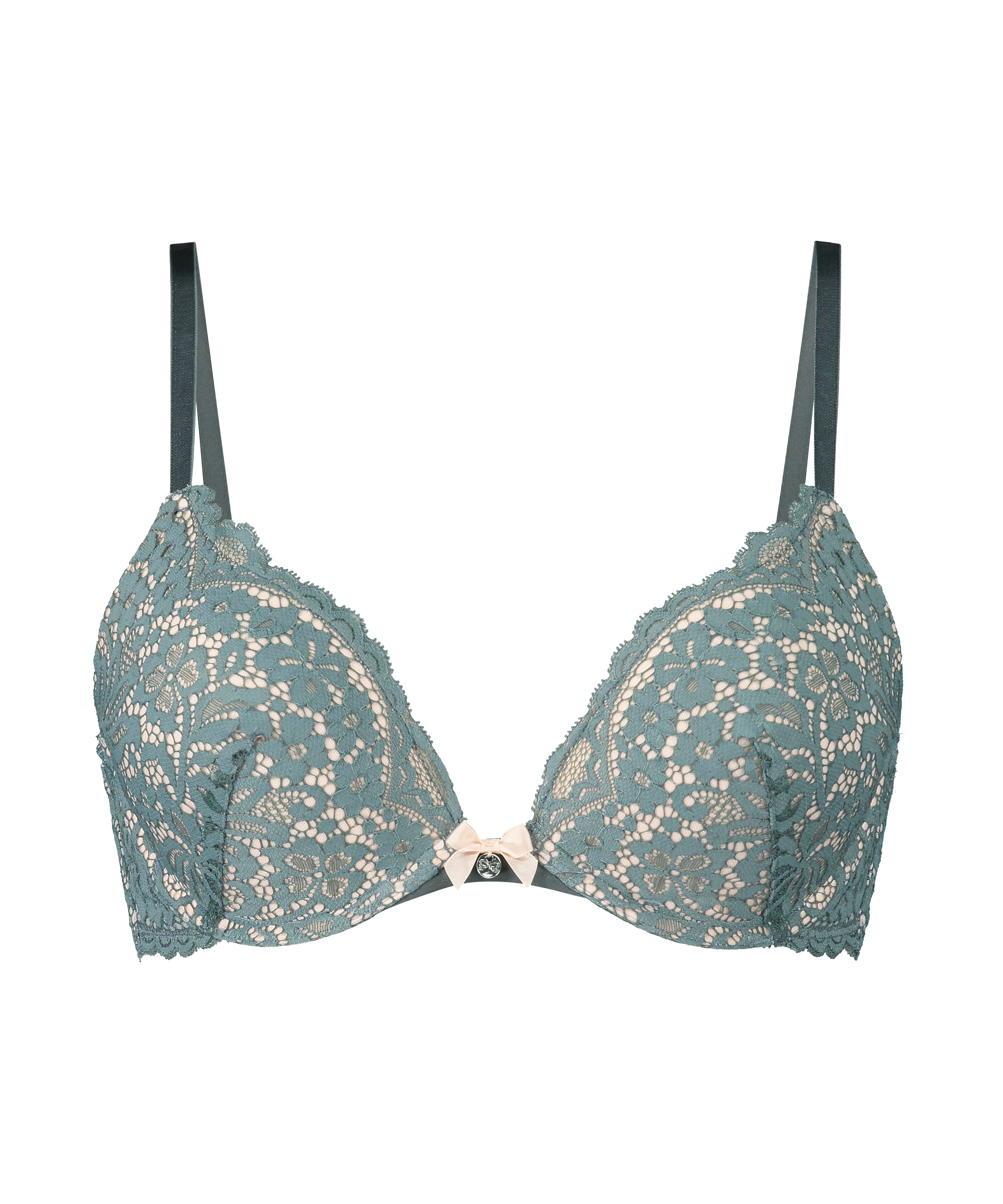 Rose padded push-up bra, Green, main
