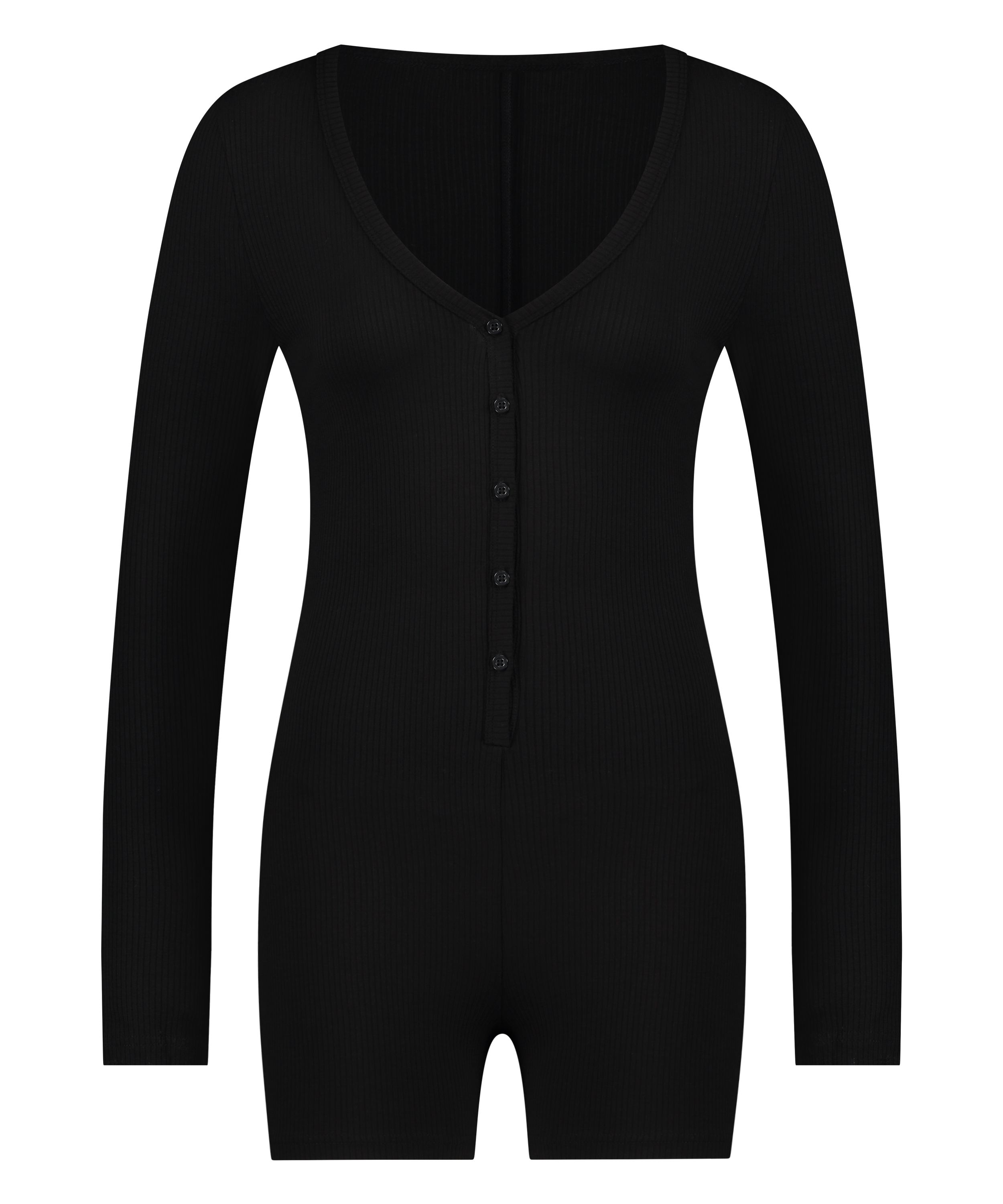 Brushed Short Onesie, Black, main