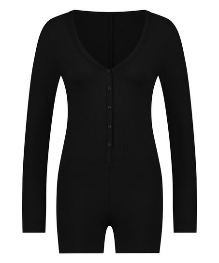 Brushed Short Onesie, Black