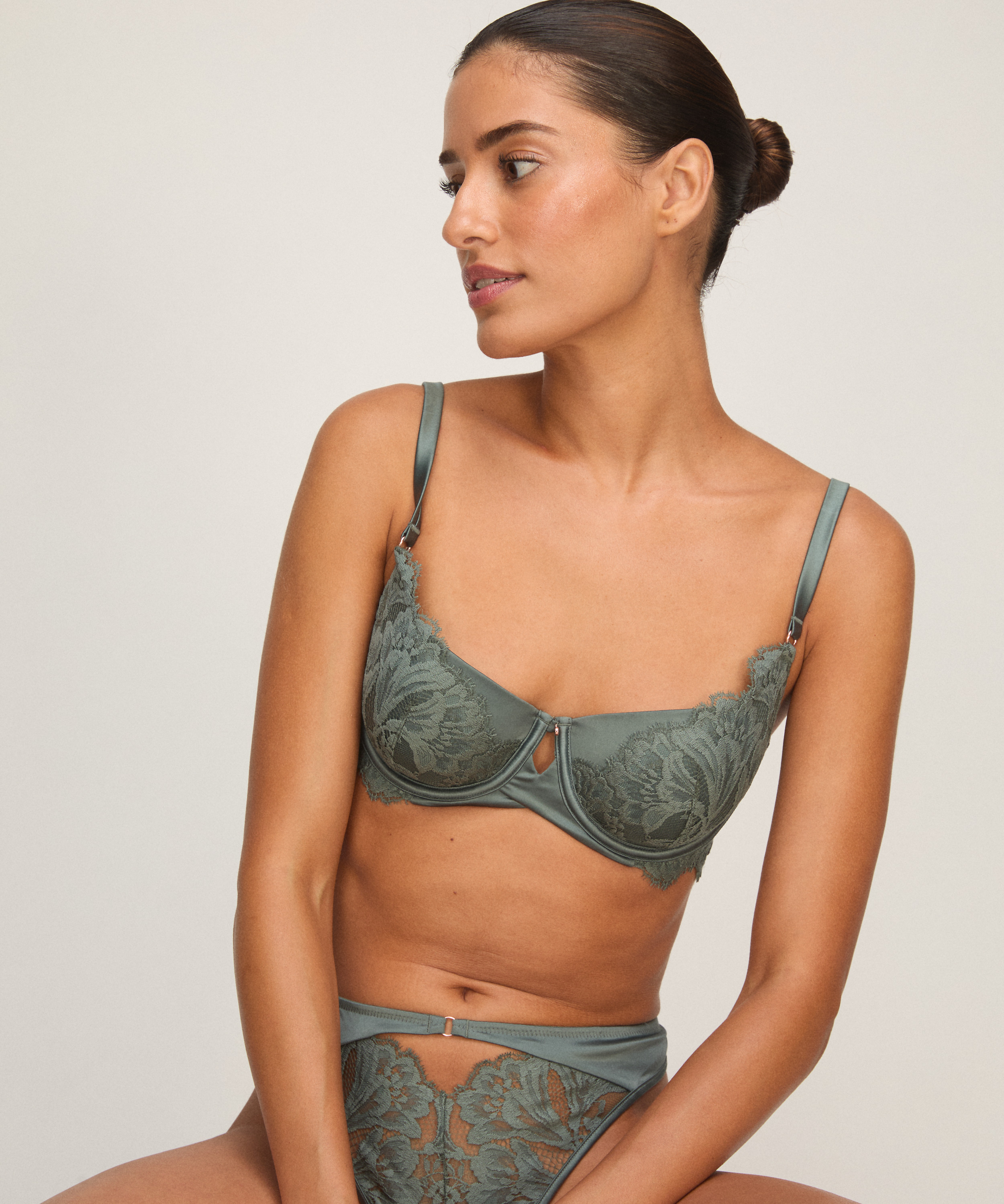 Grace Padded Underwired Bra, Green, main