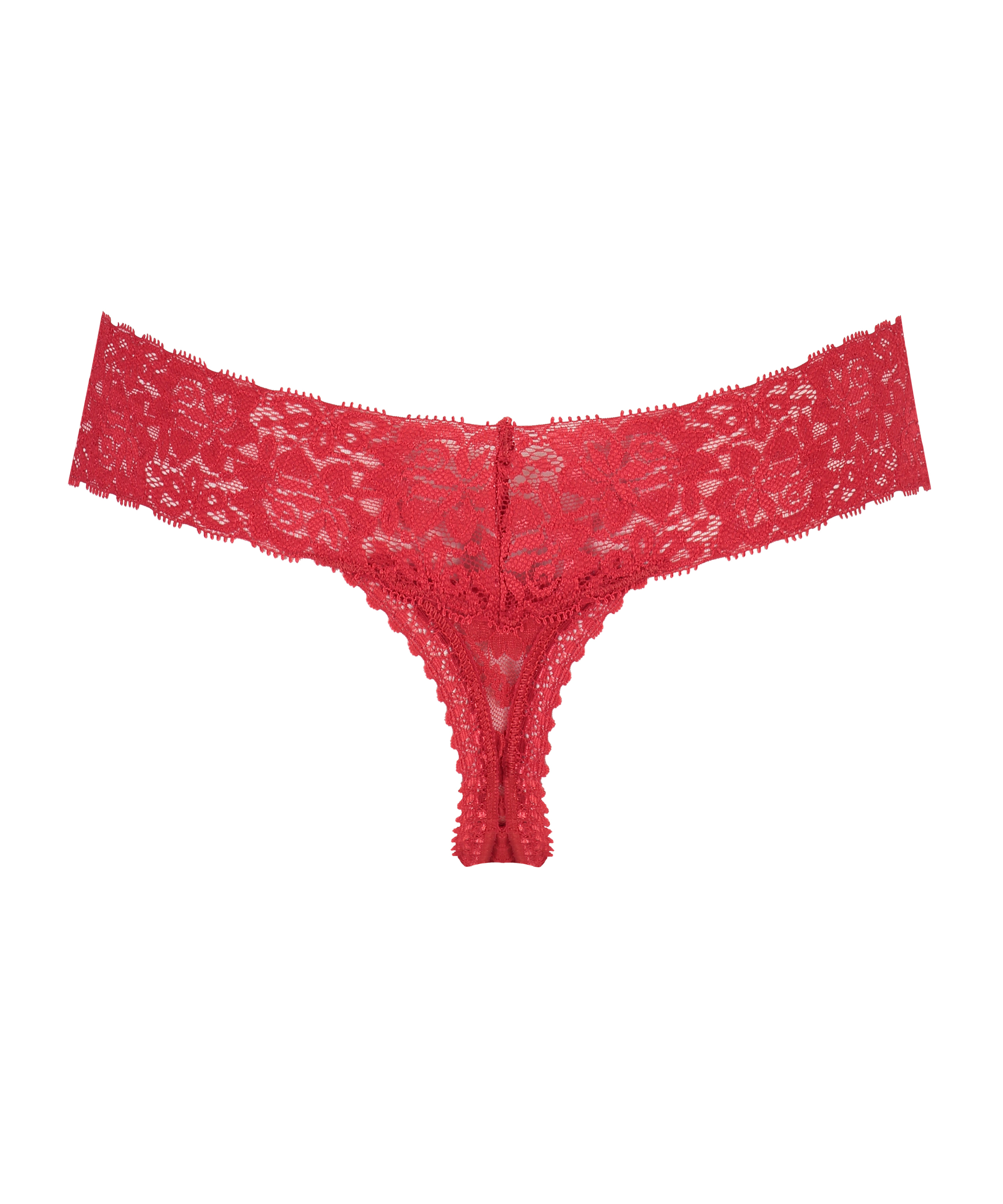 Floral Lace Thong, Red, main