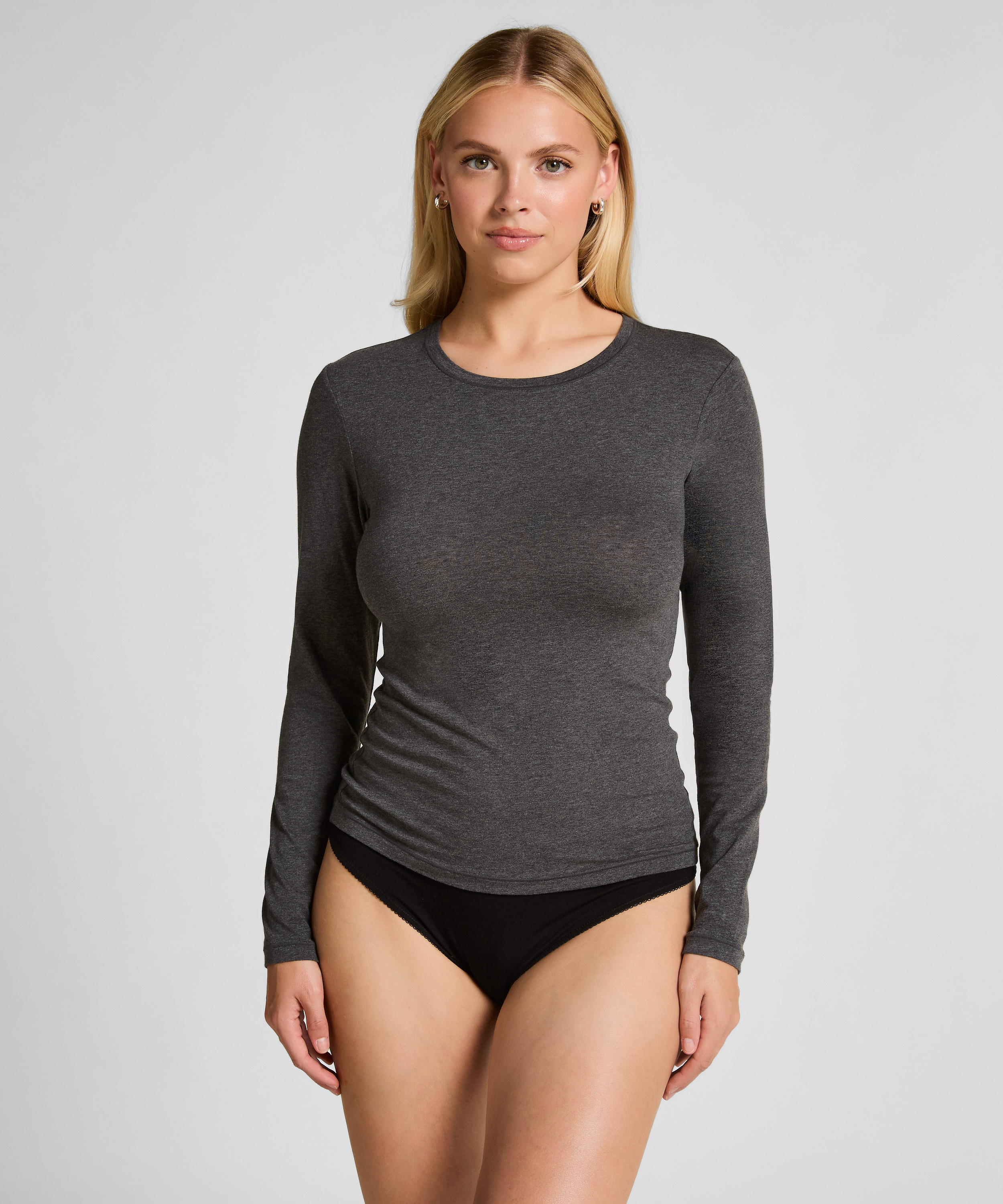 Longsleeved Shirt from Soft Cotton, Gray, main