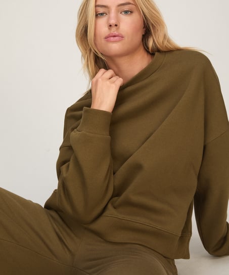 Top crew brushed sweat, Green