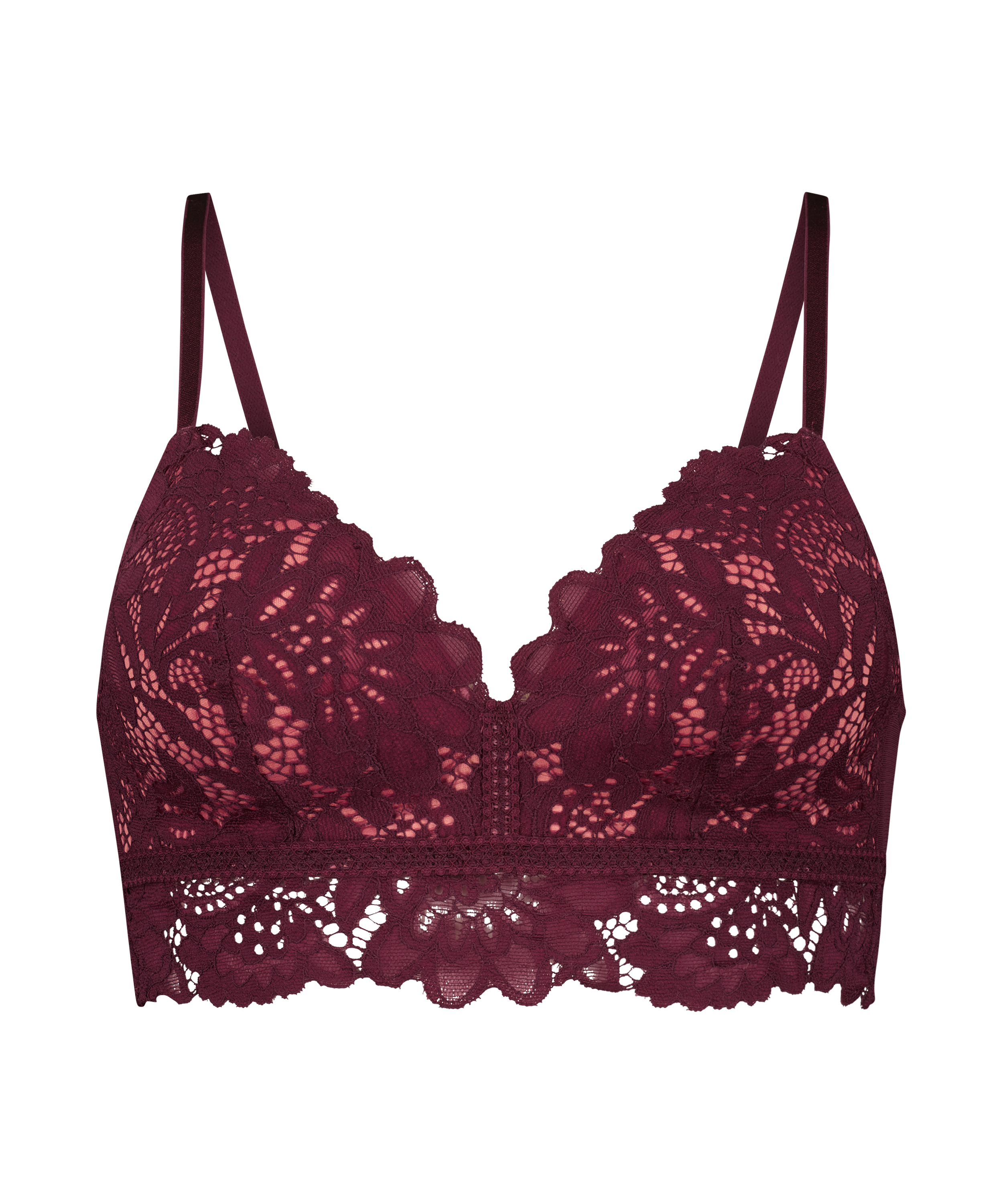 Shiloh Padded Longline Non-Underwired Bra, Red, main