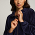 Velour hoodie jacket, Blue