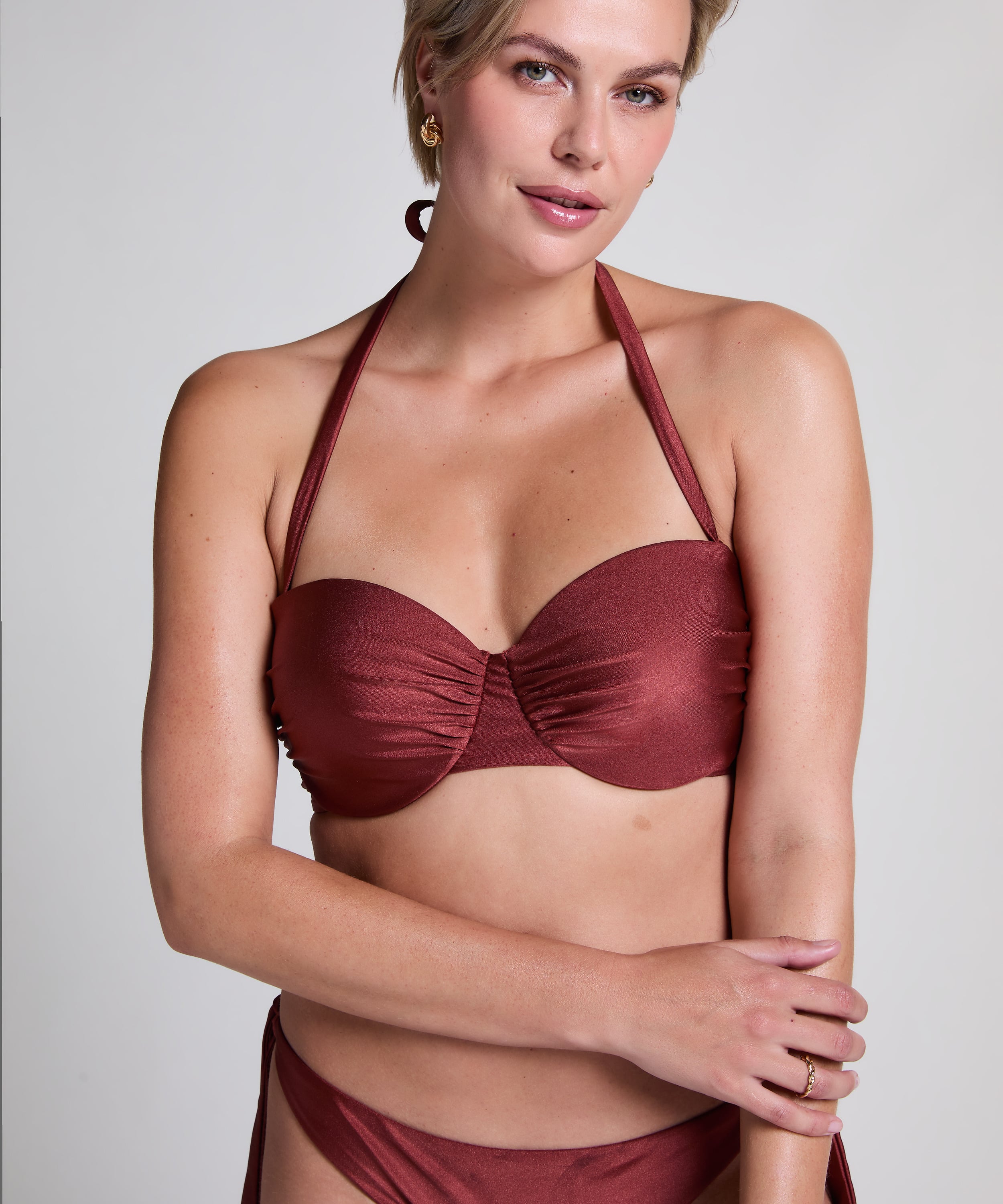 Dune Bandeau Bikini Top, Red, main