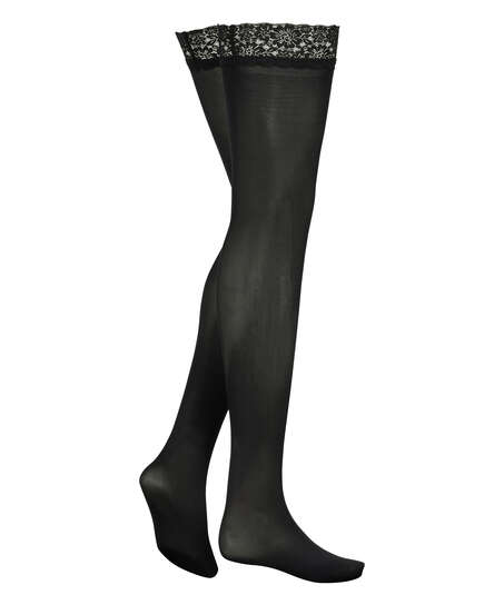50 Denier Lace Stockings, Black