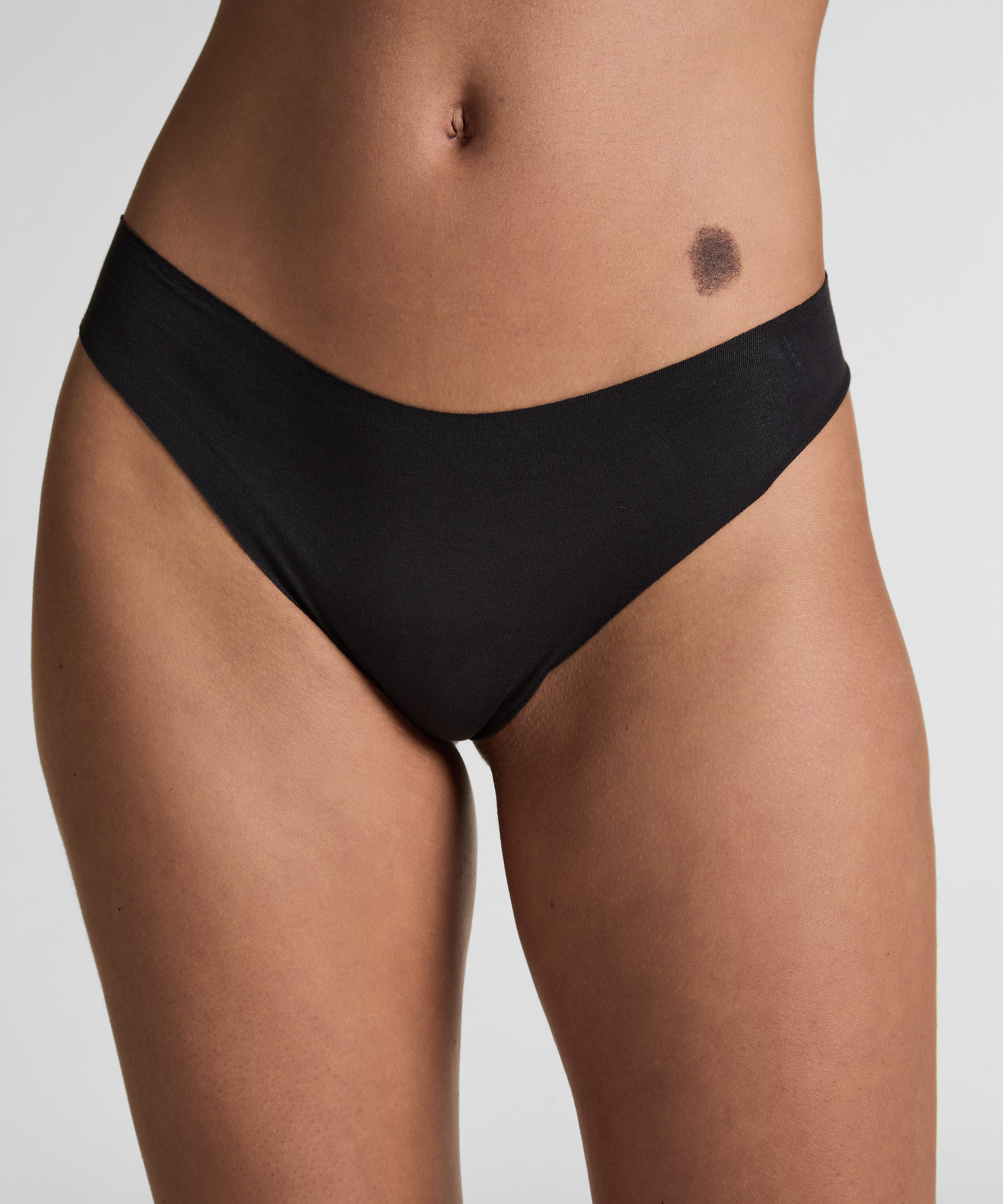 Invisible cotton thong, Black, main