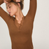 super soft Lace V-Neck shirt with Cashmere, Brown