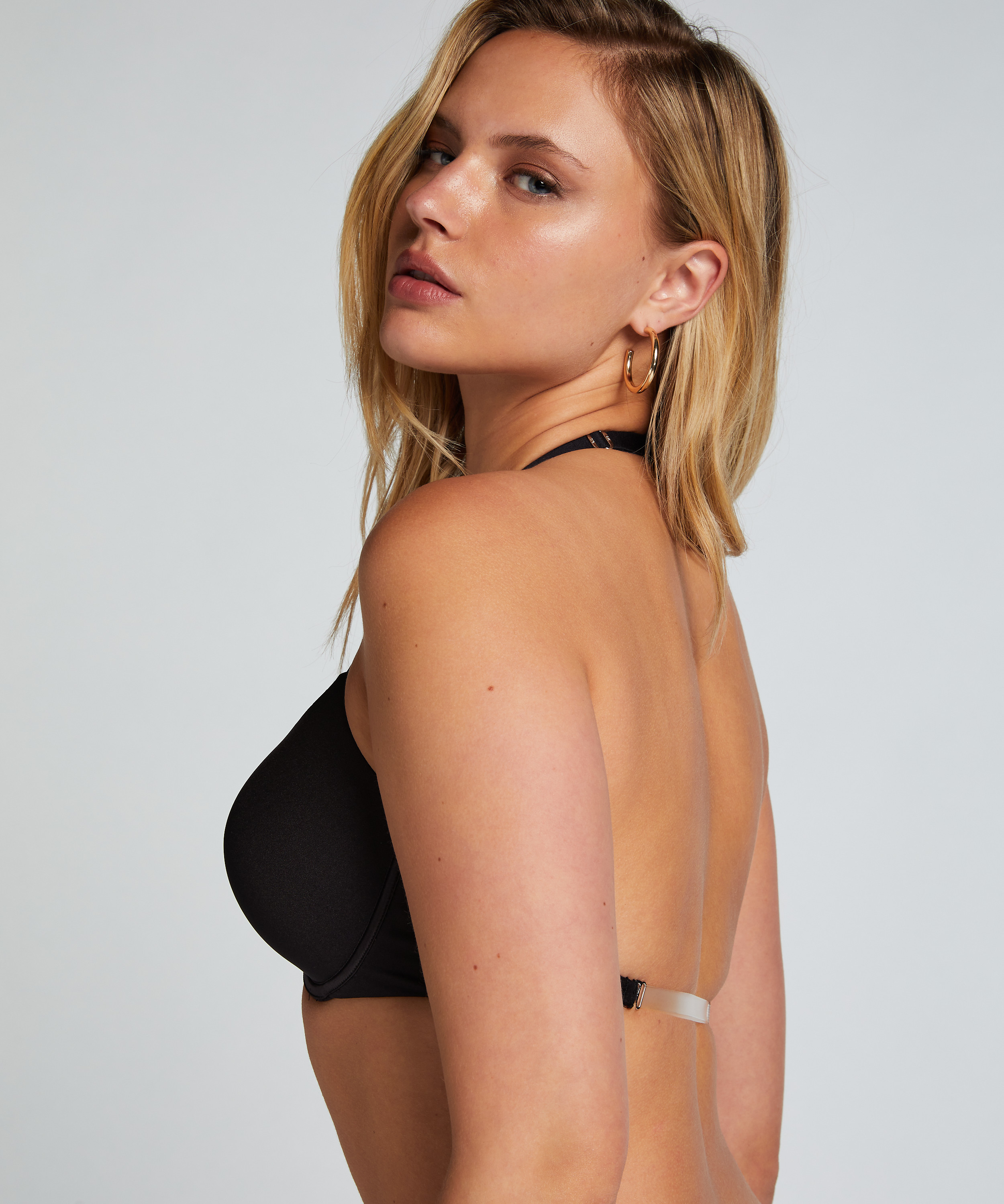 Transparent Back Multiway Padded Underwired Bra, Black, main