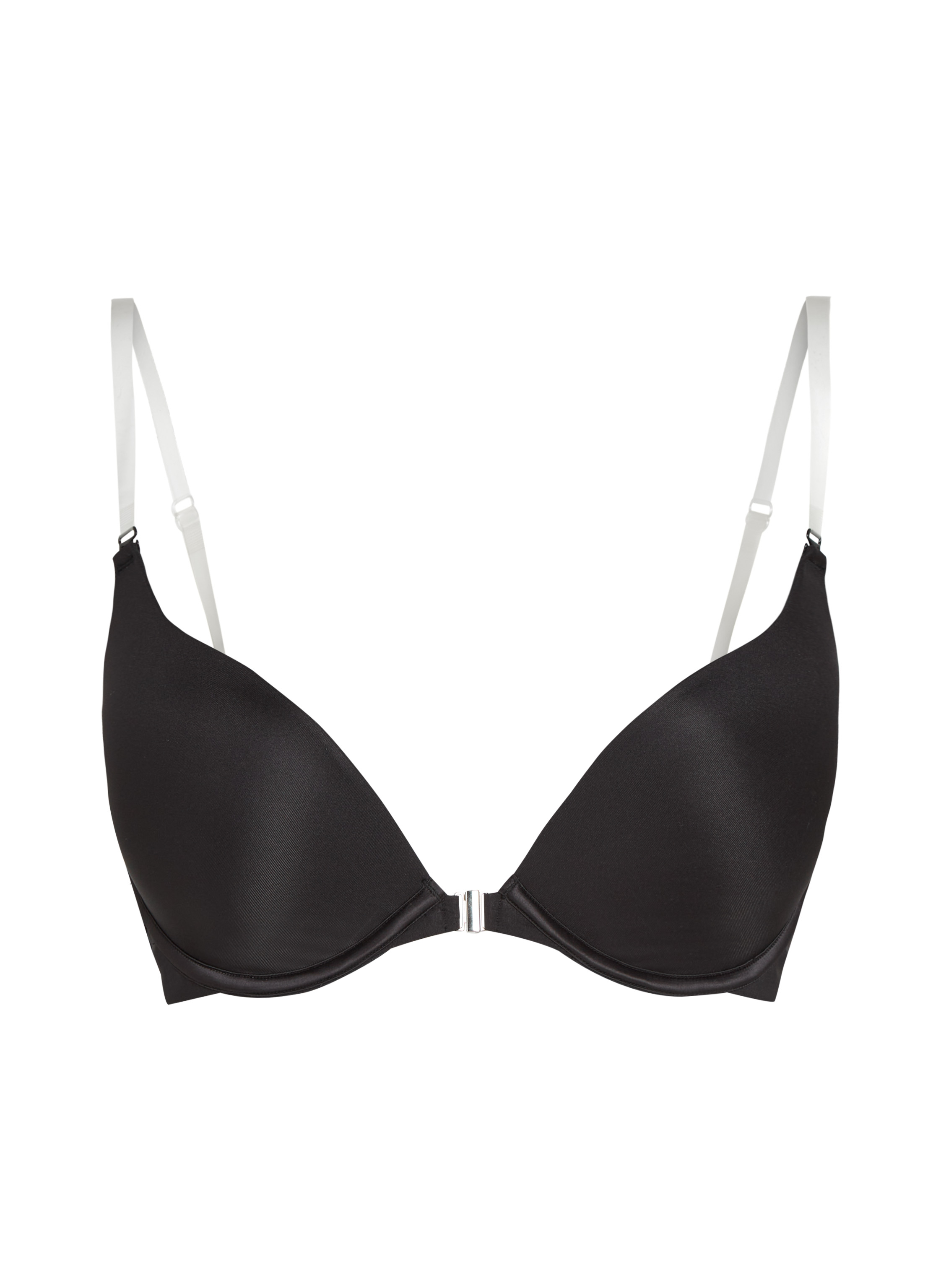Transparant Padded Underwired Push-Up Bra, Black, main