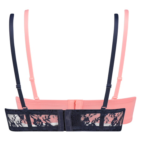 2 Strapless Padded Underwired Bras Lace, Blue