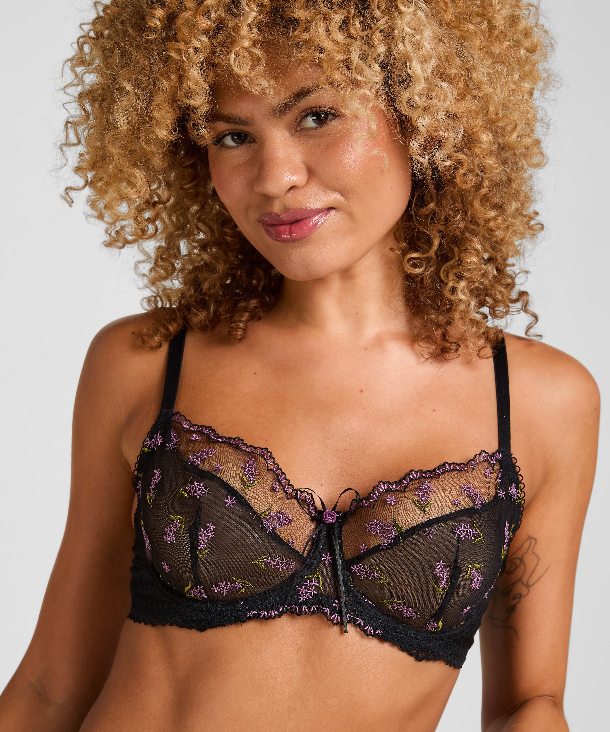 Non-Padded Underwired Bra Iris, Black, main