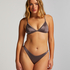 Luna High-Leg Bikini Bottoms, Gray