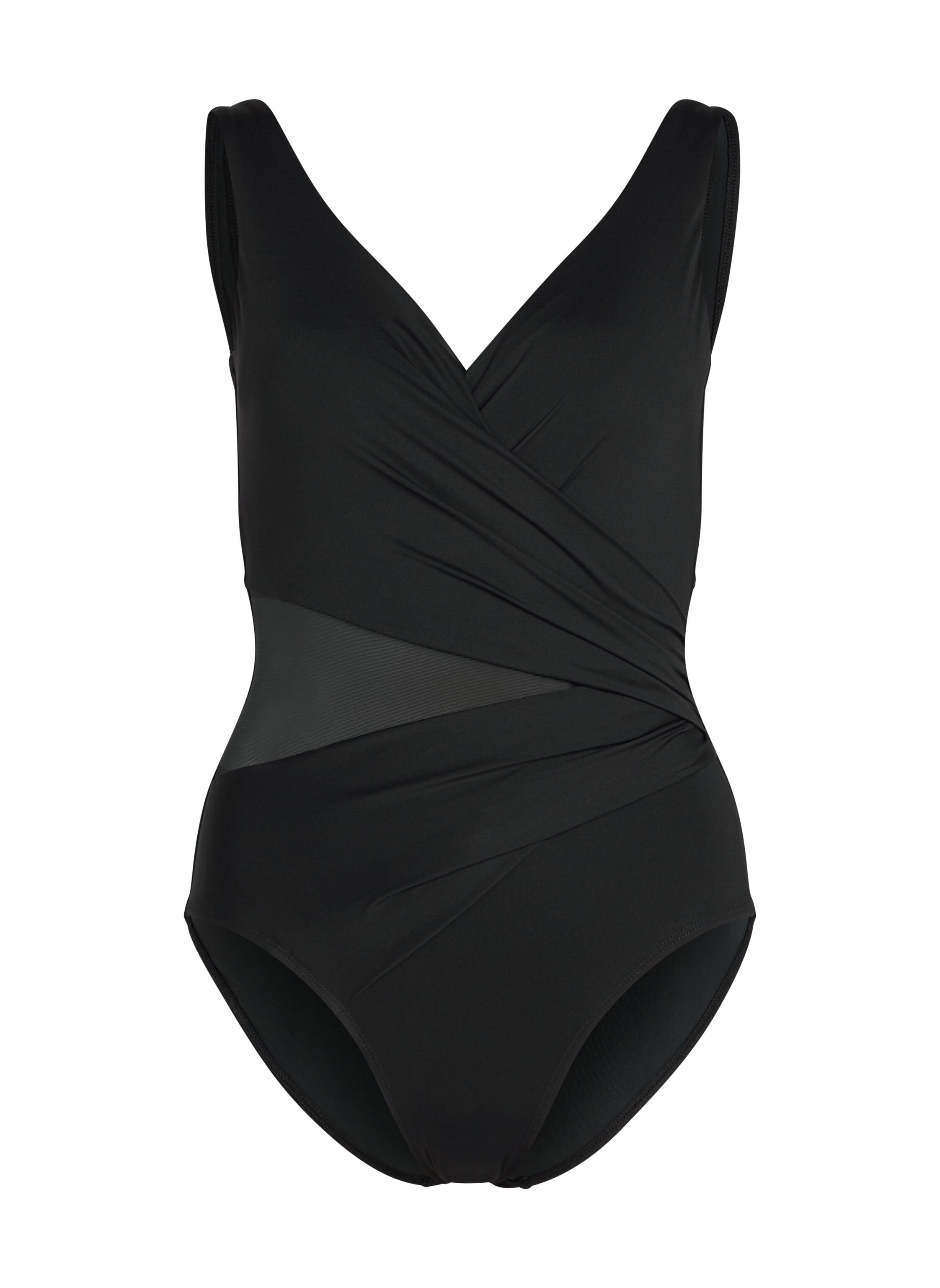Shaping Shell Mesh Swimsuit, Black