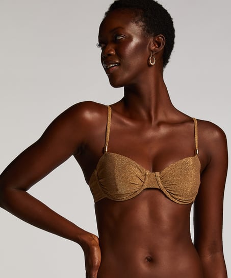 Goldie Shimmer Bikini Top, Yellow