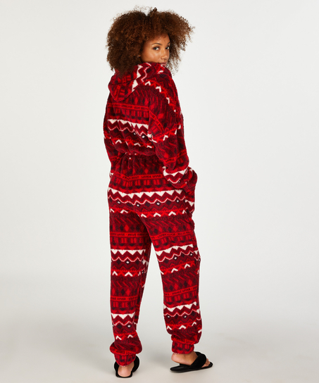 Fair Isle Flannel Fleece Onesie, Red