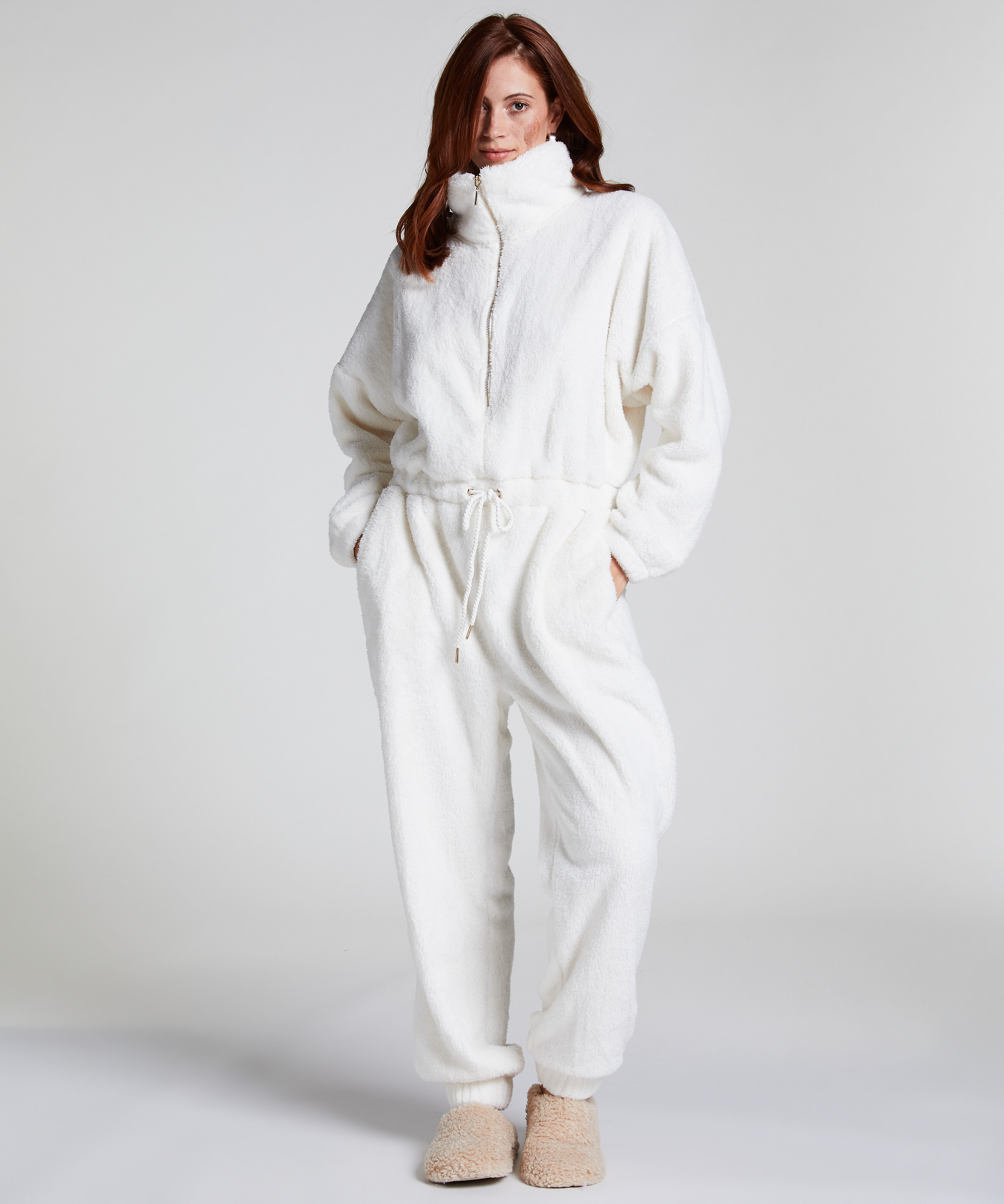 Fleece Onesie, White, main