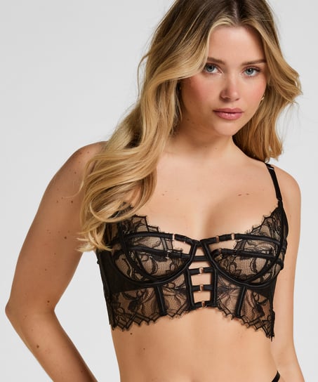 Non-Padded Underwired Longline Bra Bea, Black