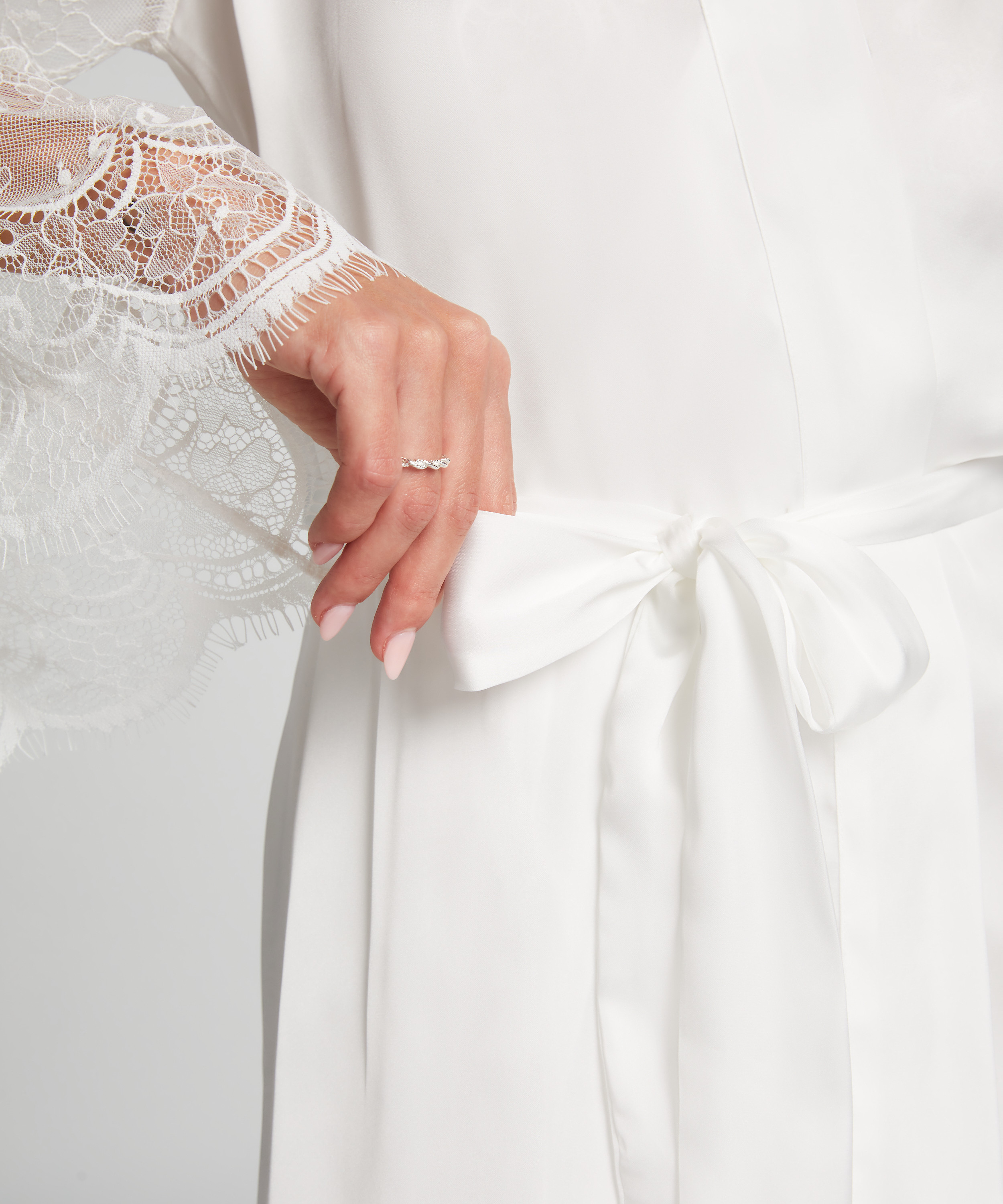 Satin Kimono, White, main