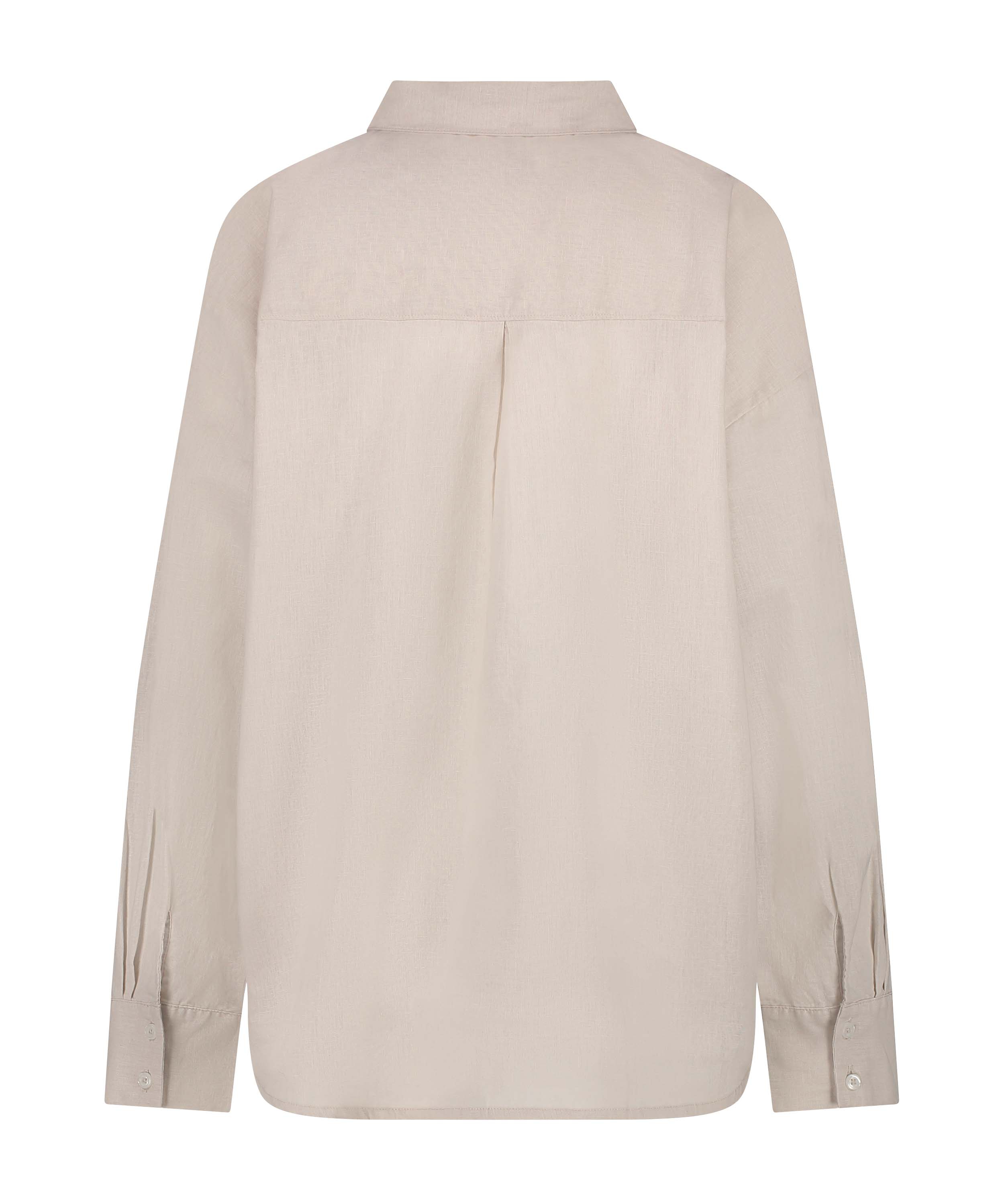 Linen Pyjama Top, Beige, main