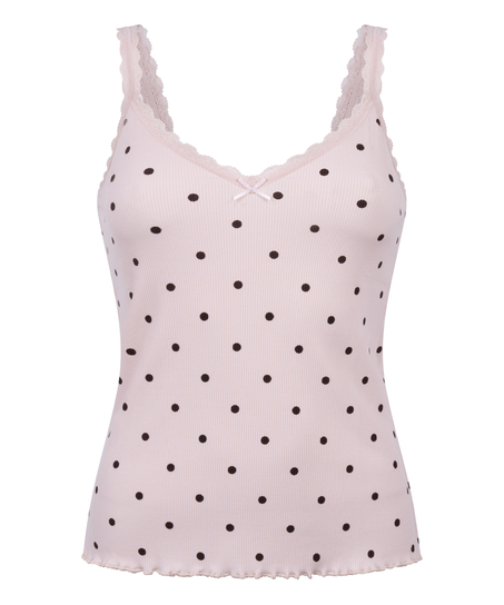 Singlet Rib Jersey Lace, Pink