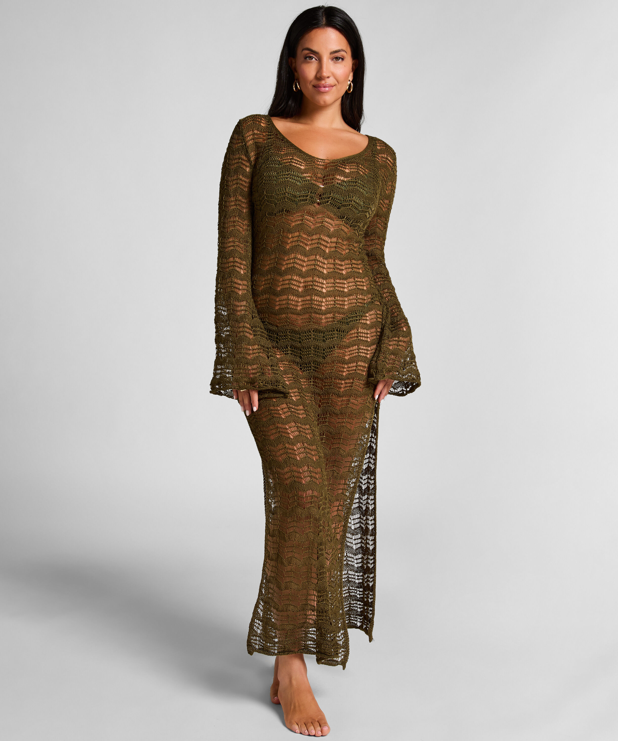 Crochet Maxi Dress, Green