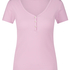 Rib Short-Sleeved Top, Pink