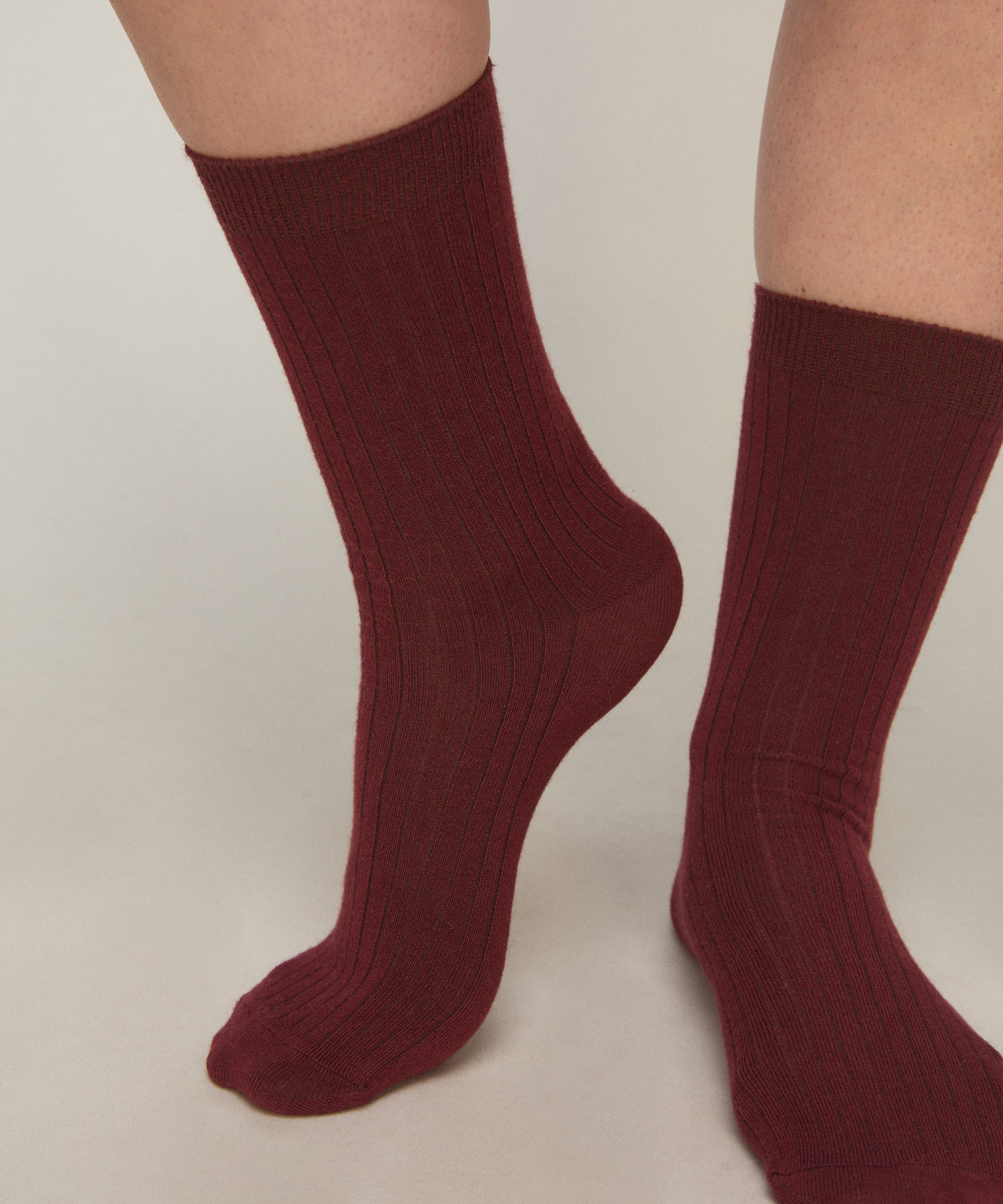 Cashmere Blend Ribbed Socks, Red, main