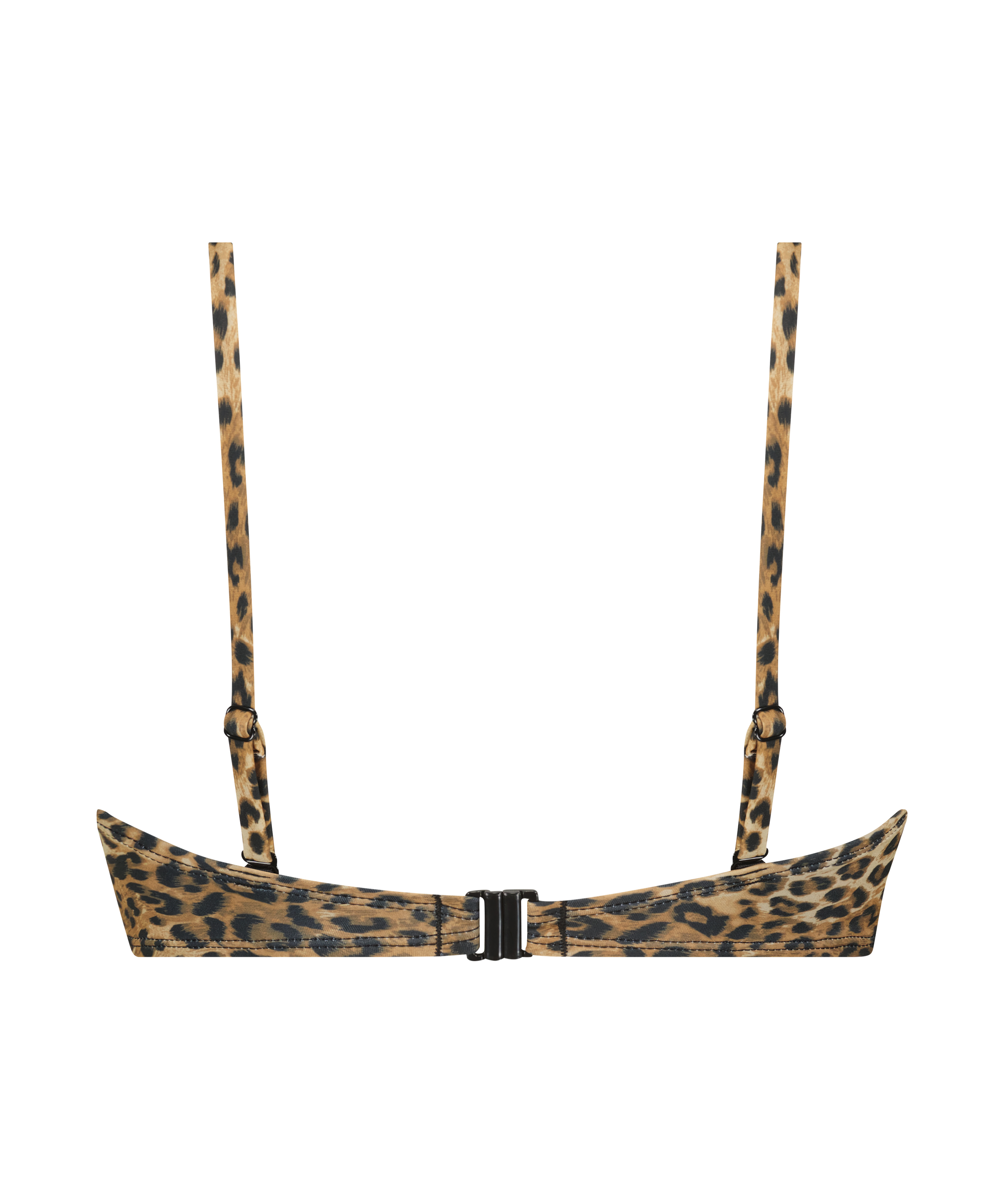 Leopard Padded Strapless Push-Up Bikini Top, Brown, main