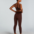 HKMX Crossed High Waisted Leggings, Brown