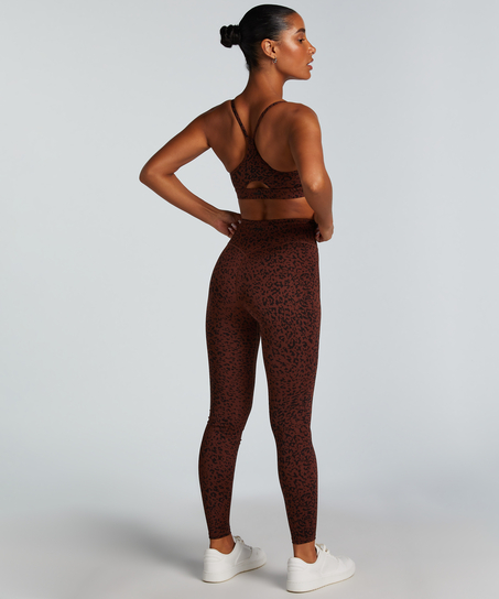HKMX Crossed High Waisted Leggings, Brown