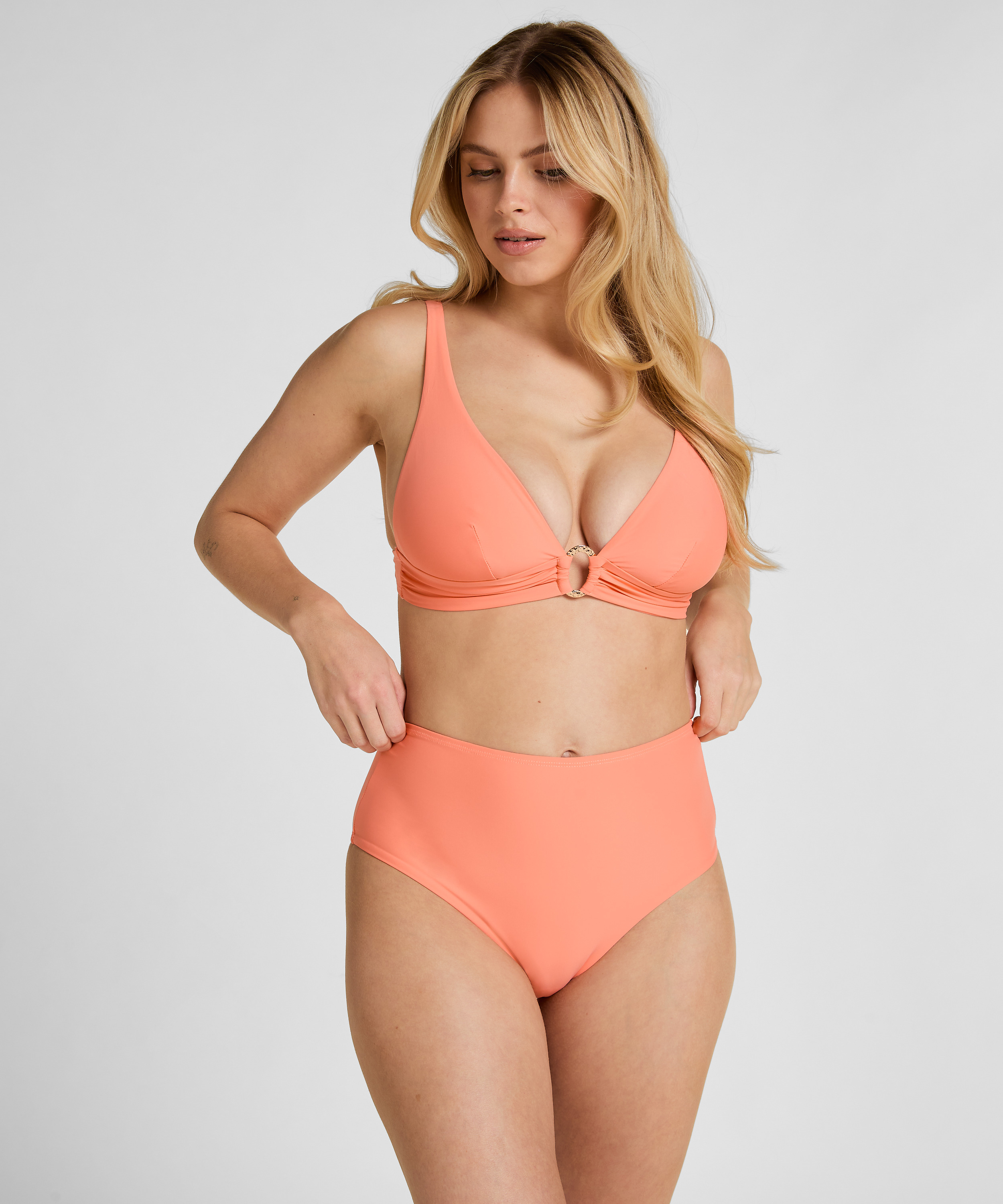 High-Waisted Shaping Bikini Bottom Luxe, Orange, main