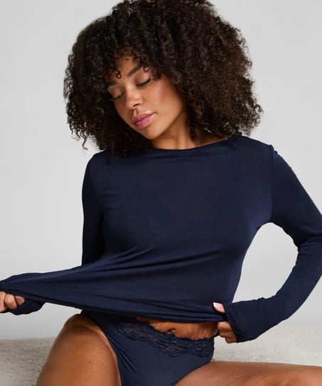 super soft Boatneck shirt with Cashmere, Blue