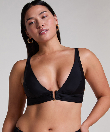 Luna Triangle Bikini Top, Black