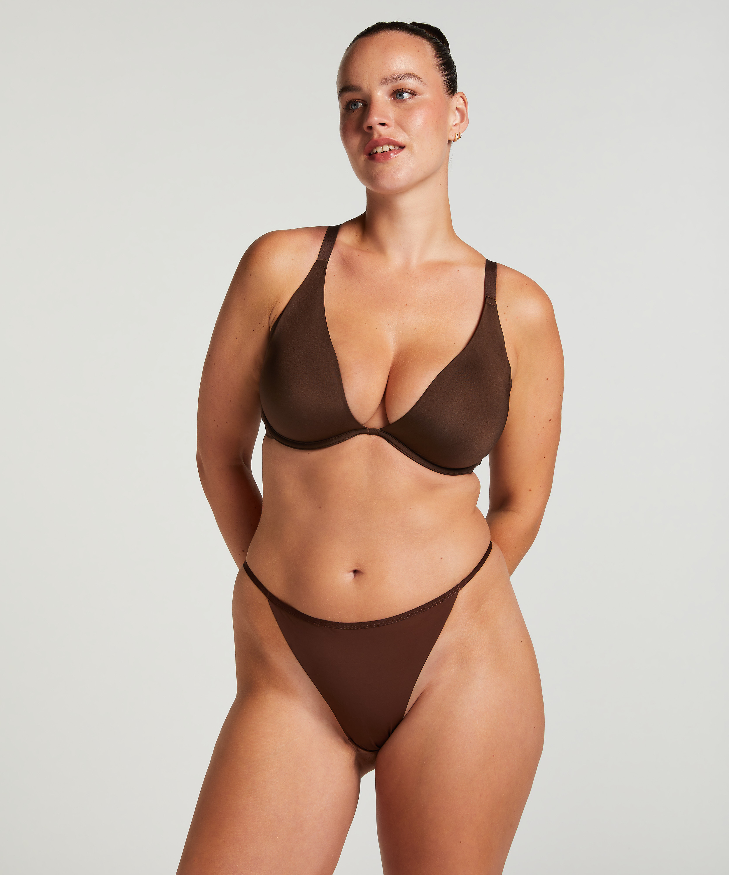 Smooth Non-Padded Underwired Bra, Brown, main
