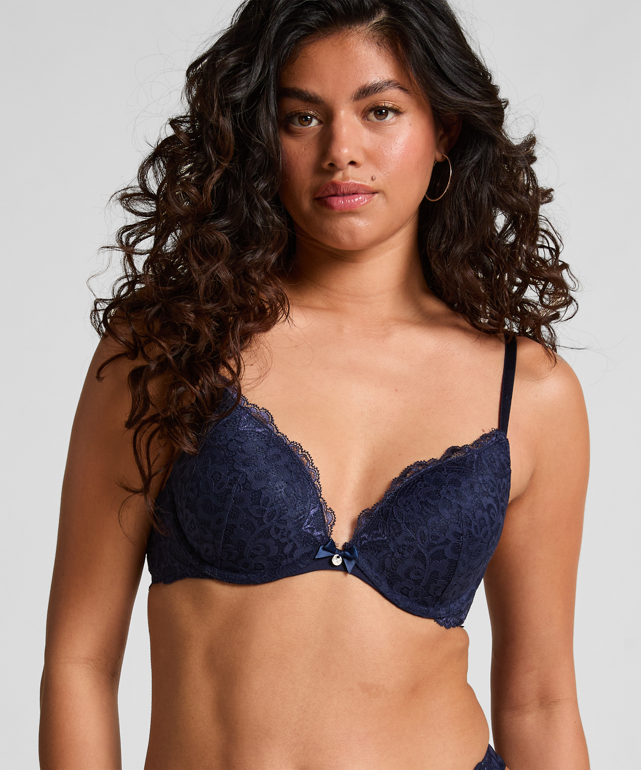 Marine Padded Push-Up Underwired Bra, Blue, main