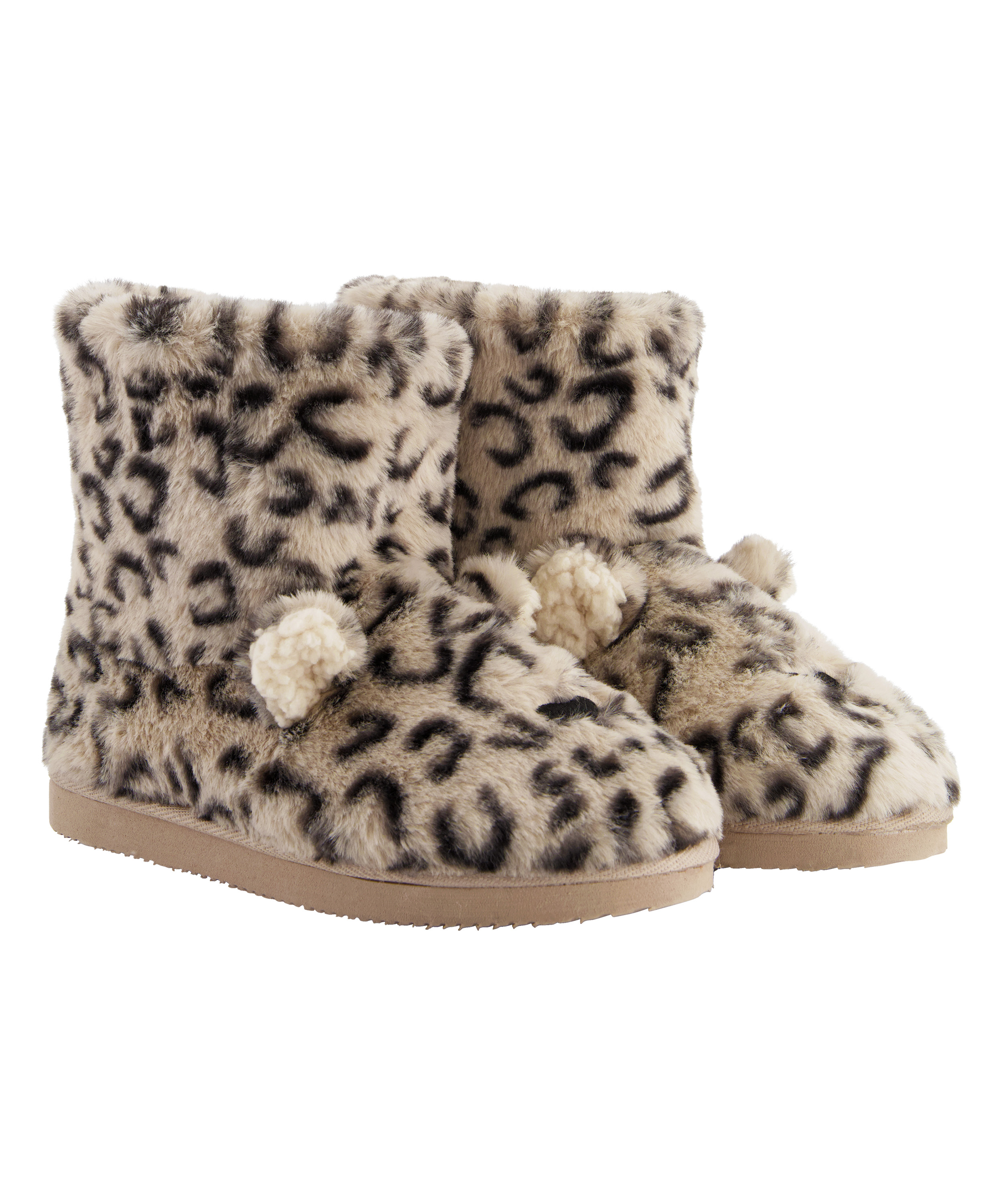 Leopard Print Boots, Beige, main