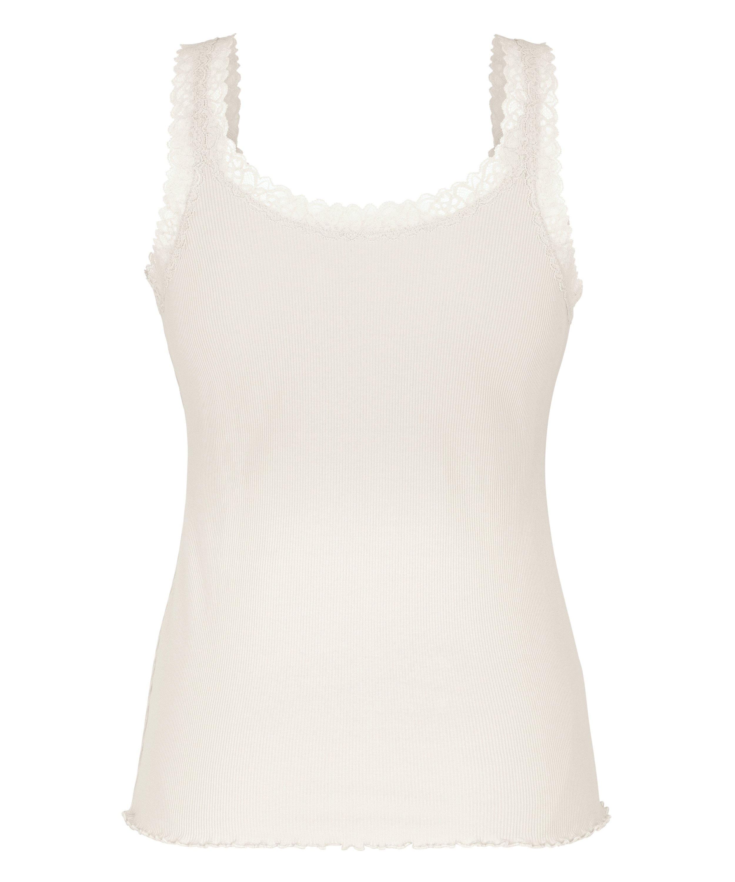 Singlet Rib Jersey Lace, White, main