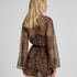 Leopard Mesh Kimono, Black
