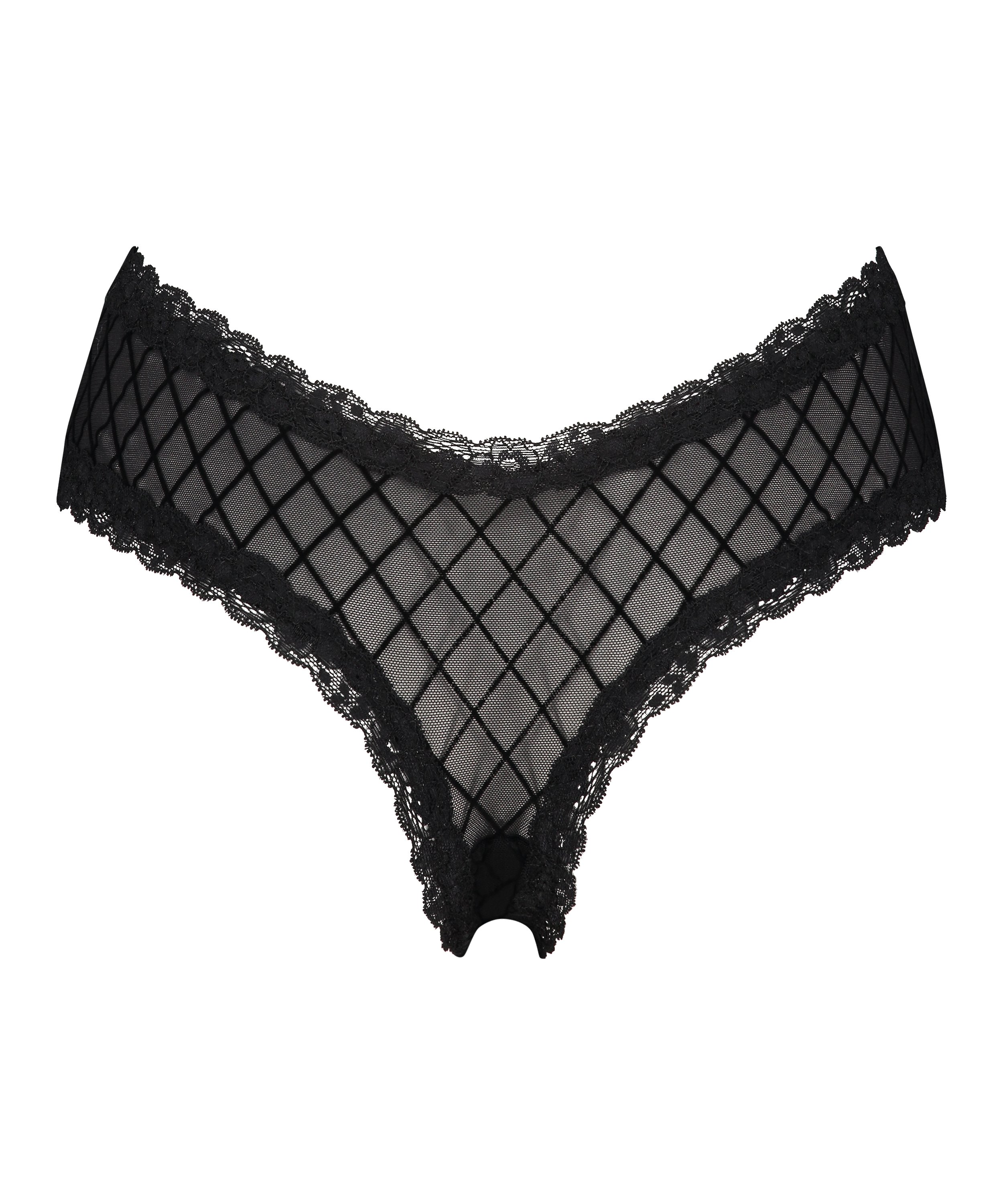 V-shaped Brazilian knickers mesh, Black, main