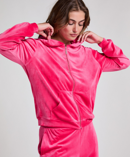 Velour hoodie jacket, Pink